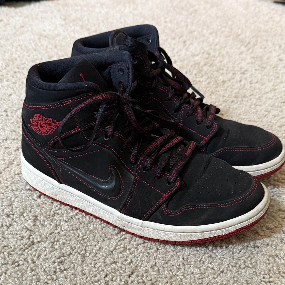 Nike Black and Red Jordans